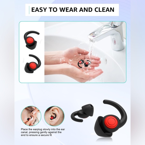 Ear Plugs Reusable Noise Reduction Hearing Protection Work Concerts Travel Sleep - Picture 7 of 8